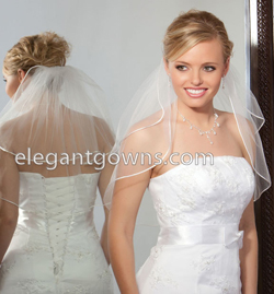 2 Tier Shoulder Length Rattail Edge Wedding Veil S5-202-RT