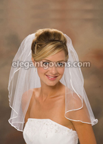 1 Tier Shoulder Length 1/8" Ribbon Edge Wedding Veil 1-201-1R