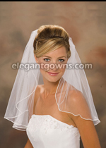 1 Tier Shoulder Length Pearl Edge Wedding Veil 1-201-P