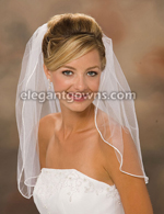 1 Tier Shoulder Length Rattail Edge Wedding Veil 1-201-RT