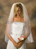 1 Tier Fingertip Length Cut Edge Wedding Veil 1-361-CT