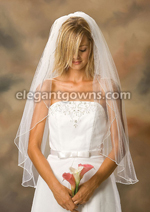 1 Tier Fingertip Length Soutache Edge Wedding Veil 1-361-ST