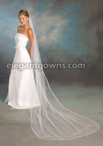 1 Tier Cathedral #1 Length Rattail Edge Wedding Veil 5-1201-RT