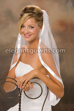 1 Tier Waist Length 7/8" Ribbon Edge Wedding Veil 5-301-7R-RS