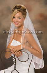 1 Tier Waist Length Rattail Edge Wedding Veil 5-301-RT