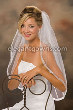 1 Tier Waist Length 5/8" Sheer Ribbon Edge Wedding Veil 5-301-SR