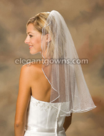 1 Tier Elbow Length 1/8" Ribbon Edge Wedding Veil 7-251-1R-P