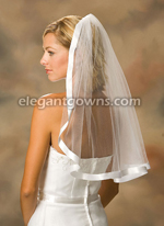 1 Tier Elbow Length 7/8" Ribbon Edge Wedding Veil 7-251-7R