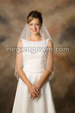 1 Tier Waist Length Rhinestone Edge Wedding Veil 7-301-RS