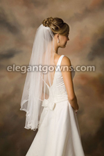 1 Tier Fingertip Length Filament Edge Wedding Veil 7-361-F