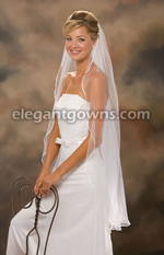 1 Tier Knee Length 1/8" Ribbon Edge Wedding Veil 7-451-1R