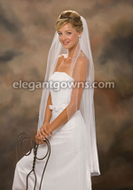 1 Tier Knee Length Corded/Pencil Edge Wedding Veil 7-451-C-P