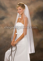 1 Tier Knee Length Cut Edge Wedding Veil 7-451-CT