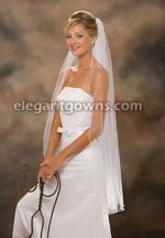 1 Tier Knee Length Pearl Edge Wedding Veil 7-451-P