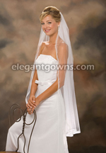 1 Tier Knee Length 5/8" Sheer Ribbon Edge Wedding Veil 7-451-SR