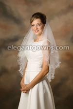 2 Tier Waist Length Filament Edge Wedding Veil C1-302-F