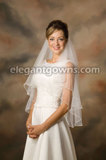 2 Tier Waist Length Pearl Edge Circular Cut Bridal Veil C1-302-P