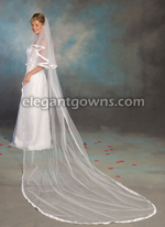 2 Tier Cathedral #2 Length 7/8" Ribbon Edge Veil C5-1442-7R