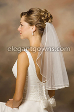 1 Tier Shoulder Length Rattail Edge Wedding Veil C7-201-RT