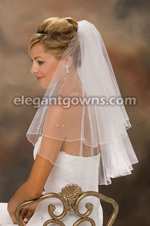 2 Tier Elbow Length Corded Edge Circular Cut Veil C7-252-C-P