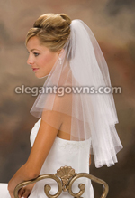 2 Tier Elbow Length Cut Edge Wedding Veil C7-252-CT