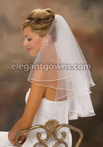 2 Tier Elbow Length Pearl Edge Wedding Veil C7-252-P