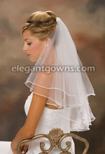 2 Tier Elbow Length Rattail Edge Circular Cut Veil C7-252-RT