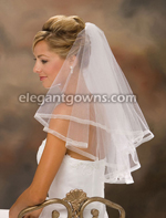 2 Tier Elbow Length 5/8" Sheer Ribbon Edge Veil C7-252-SR