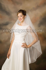 2 Tier Knee Length Pearl Edge Circular Cut Wedding Veil C7-452-P