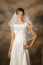 2 Tier Elbow Length Sheer Ribbon Edge 1 Wedding Veil S1-252-1SR