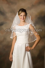 2 Tier Elbow Length 3/8" Ribbon Edge Wedding Veil S1-252-3R