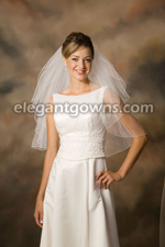 2 Tier Elbow Length Corded Edge Standard Wedding Veil S1-252-C