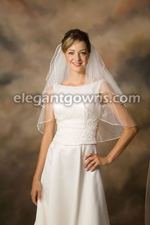 2 Tier Elbow Length Rattail Edge Standard Cut Veil S1-252-RT