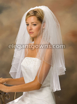 2 Tier Waist Length Corded Edge Standard Cut Veil S1-302-C-P