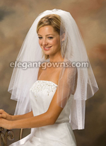 2 Tier Waist Length Cut Edge Standard Cut Wedding Veil S1-302-CT