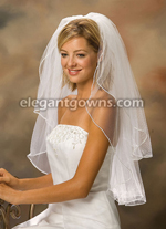 2 Tier Waist Length Rattail Edge Wedding Veil S1-302-RT