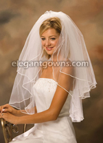 2 Tier Waist Length Soutache Edge Wedding Veil S1-302-ST