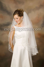 2 Tier Fingertip Length Rattail Edge Standard Cut Veil S1-362-RT