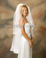 Clearance White Knee Length Wedding Veil 3/8" Ribbon Edge2011-18