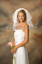 2 Tier Shoulder Length 3/8" Ribbon Edge Wedding Veil S5-202-3R