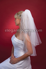 2 Tier Waist Length Corded Edge Standard Veil 72" Wide S7-302-C